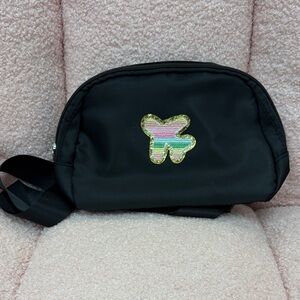 Black‎ Crossbody Bag with Butterfly Patch